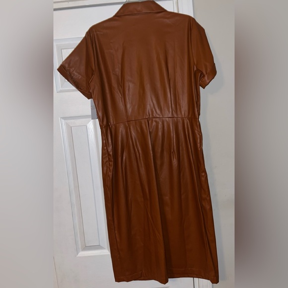 NWT, Nine West Brown Faux Leather Dress, Size Large - Picture 3 of 8